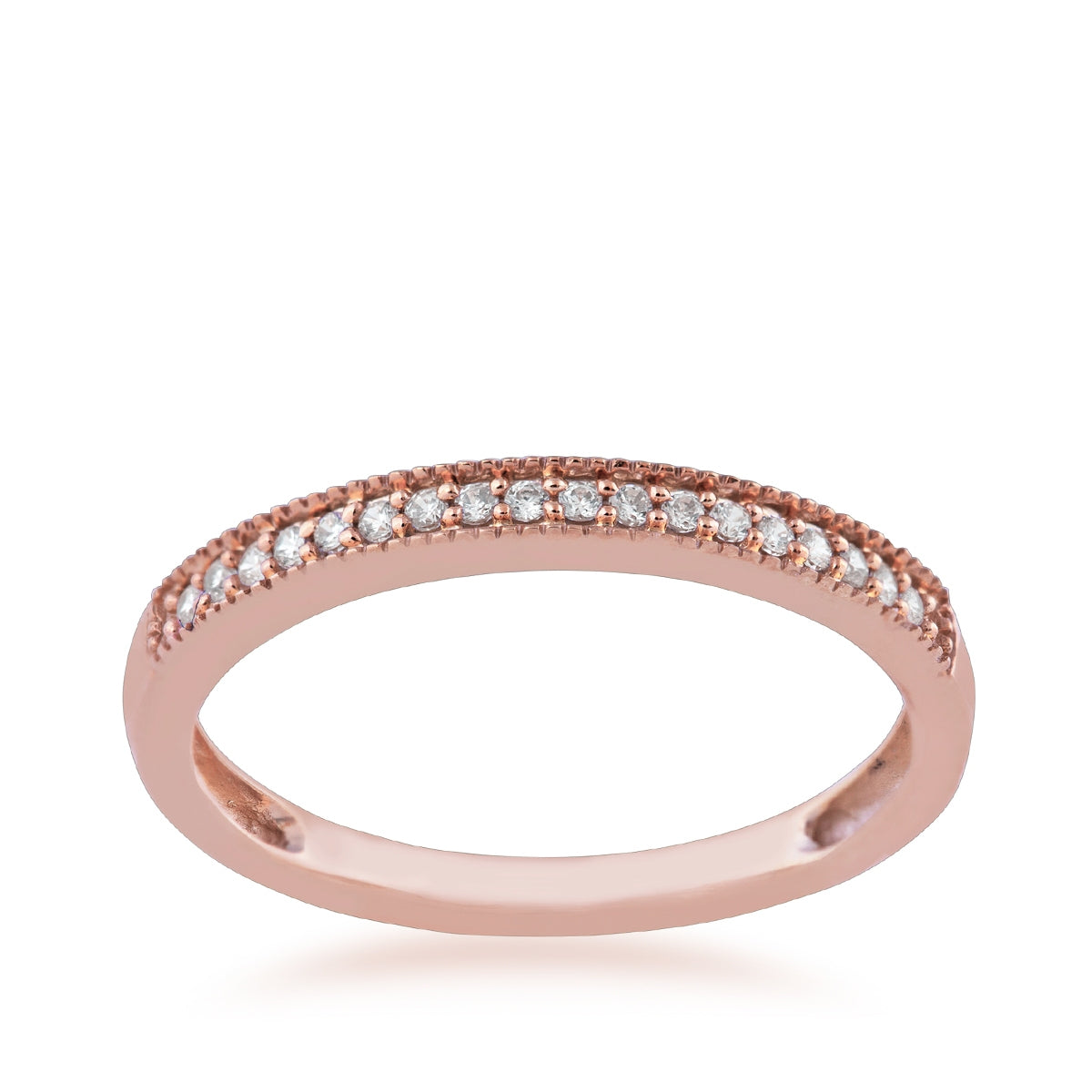 Perfect Match 1/10 ct. tw. Diamond Milgrain Stackable Ring in 10K Pink Gold