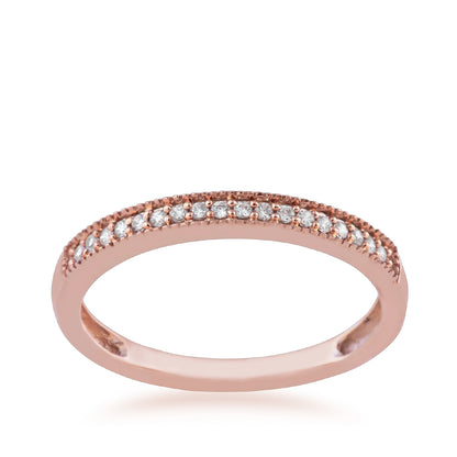 Perfect Match 1/10 ct. tw. Diamond Milgrain Stackable Ring in 10K Pink Gold