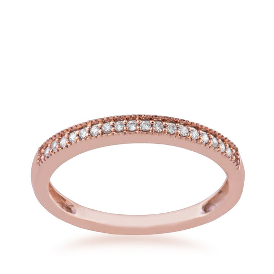 Perfect Match 1/10 ct. tw. Diamond Milgrain Stackable Ring in 10K Pink Gold