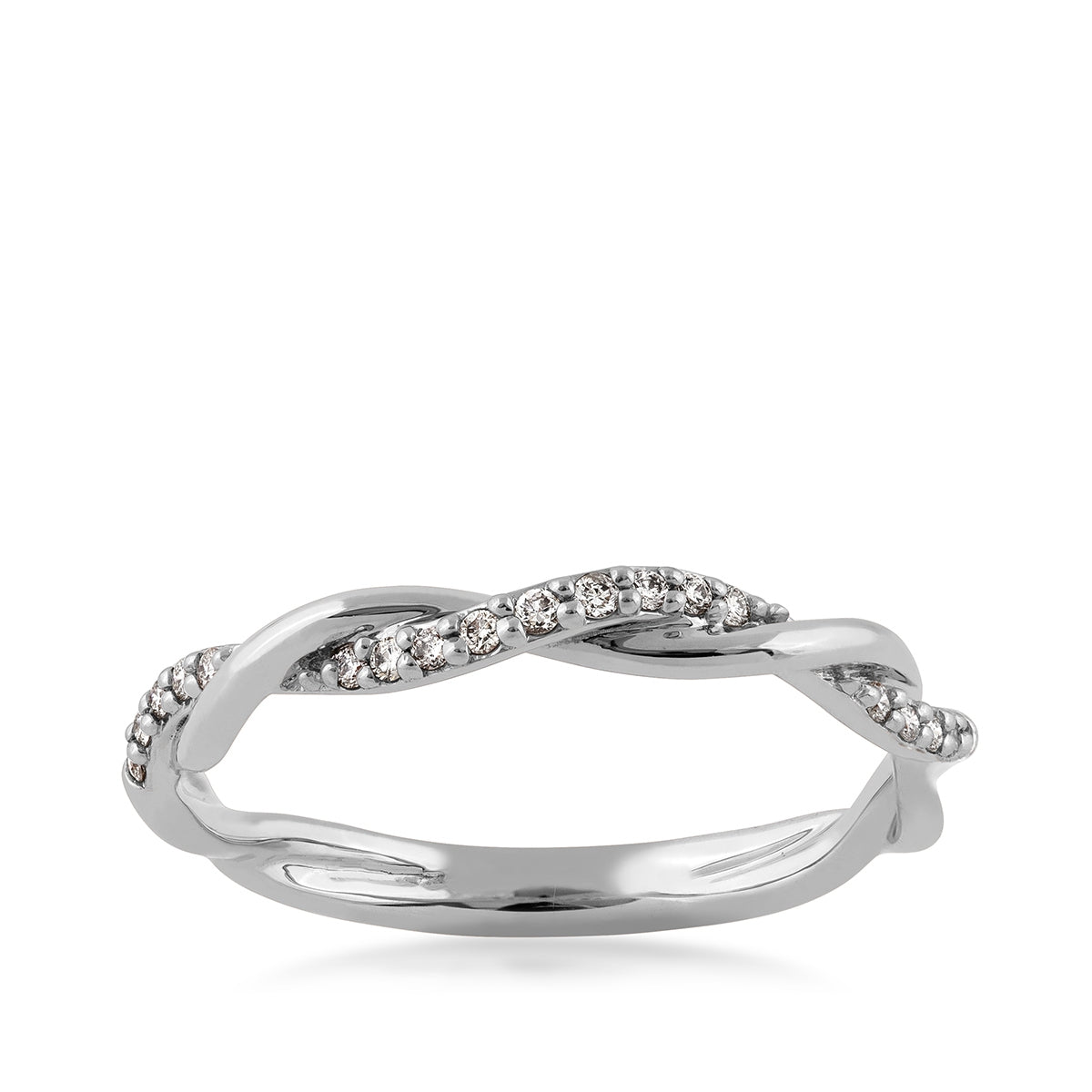 Perfect Match 1/10 ct. tw. Diamond Twist Stackable Anniversary Ring in 10K White Gold