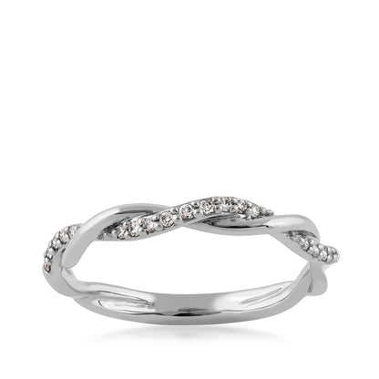 Perfect Match 1/10 ct. tw. Diamond Twist Stackable Anniversary Ring in 10K White Gold