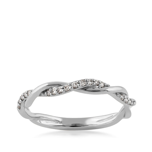 Perfect Match 1/10 ct. tw. Diamond Twist Stackable Anniversary Ring in 10K White Gold