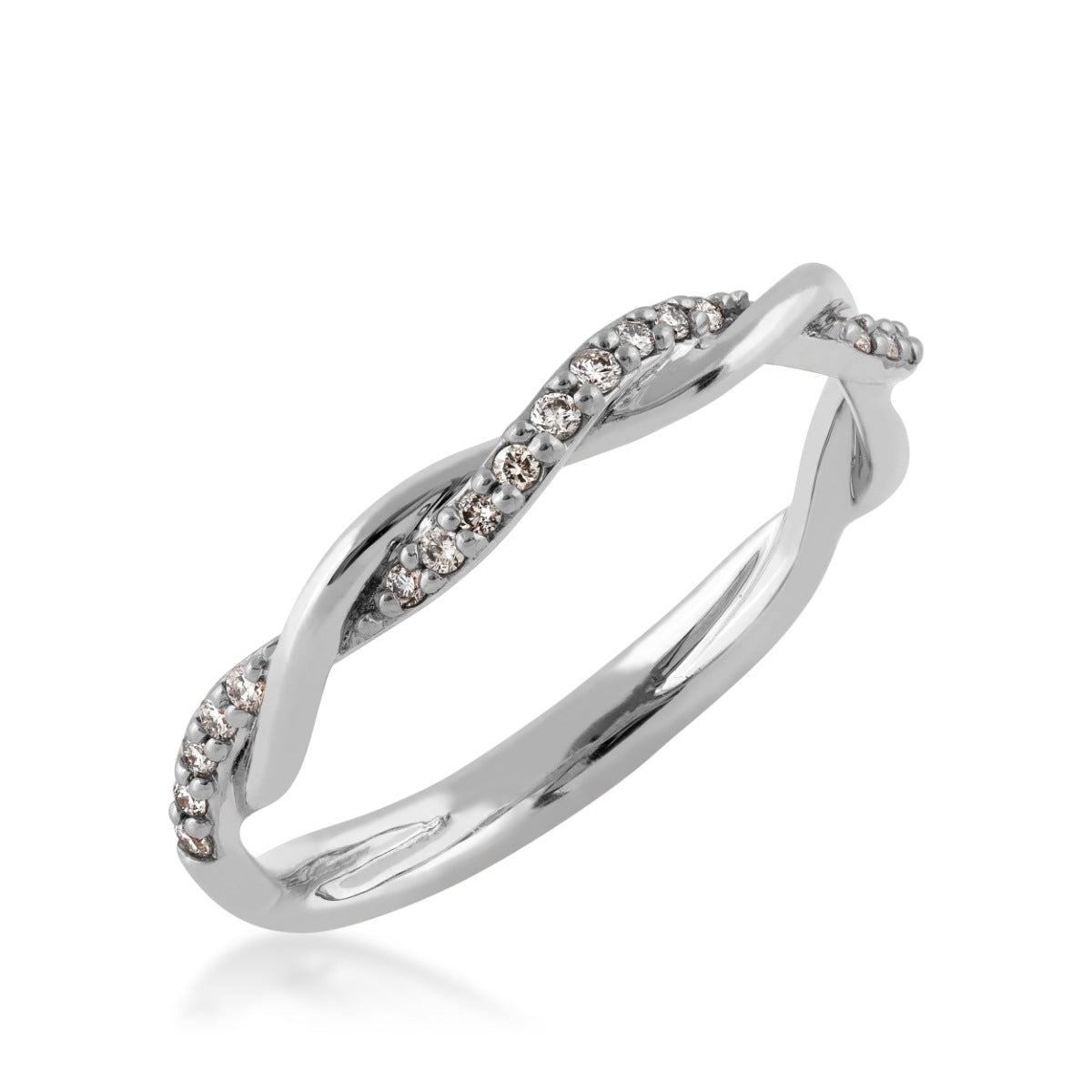 Perfect Match 1/10 ct. tw. Diamond Twist Stackable Anniversary Ring in 10K White Gold front view