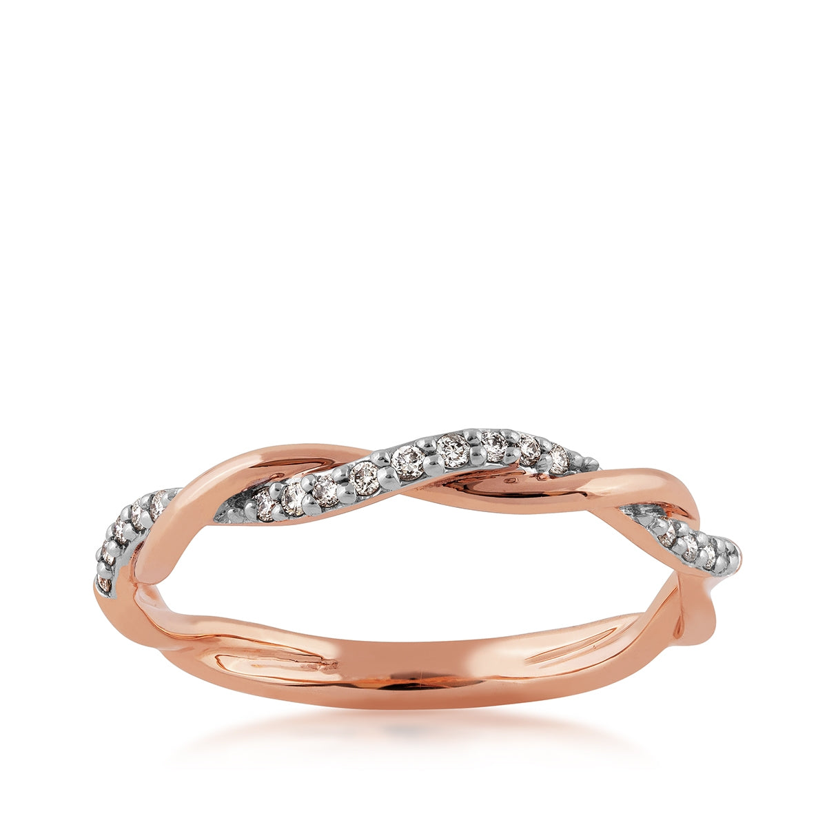 Perfect Match 1/10 ct. tw. Diamond Twist Stackable Anniversary Ring in 10K Pink Gold