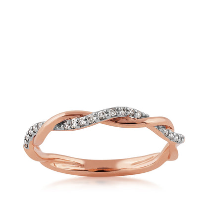 Perfect Match 1/10 ct. tw. Diamond Twist Stackable Anniversary Ring in 10K Pink Gold