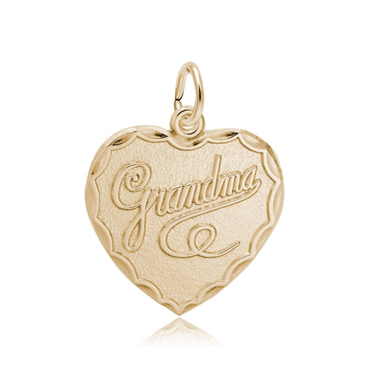 Grandma Heart Charm in 14K Yellow Gold