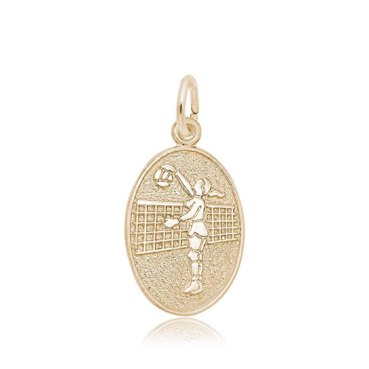 Volleyball Oval Disc Charm in 14K Yellow Gold