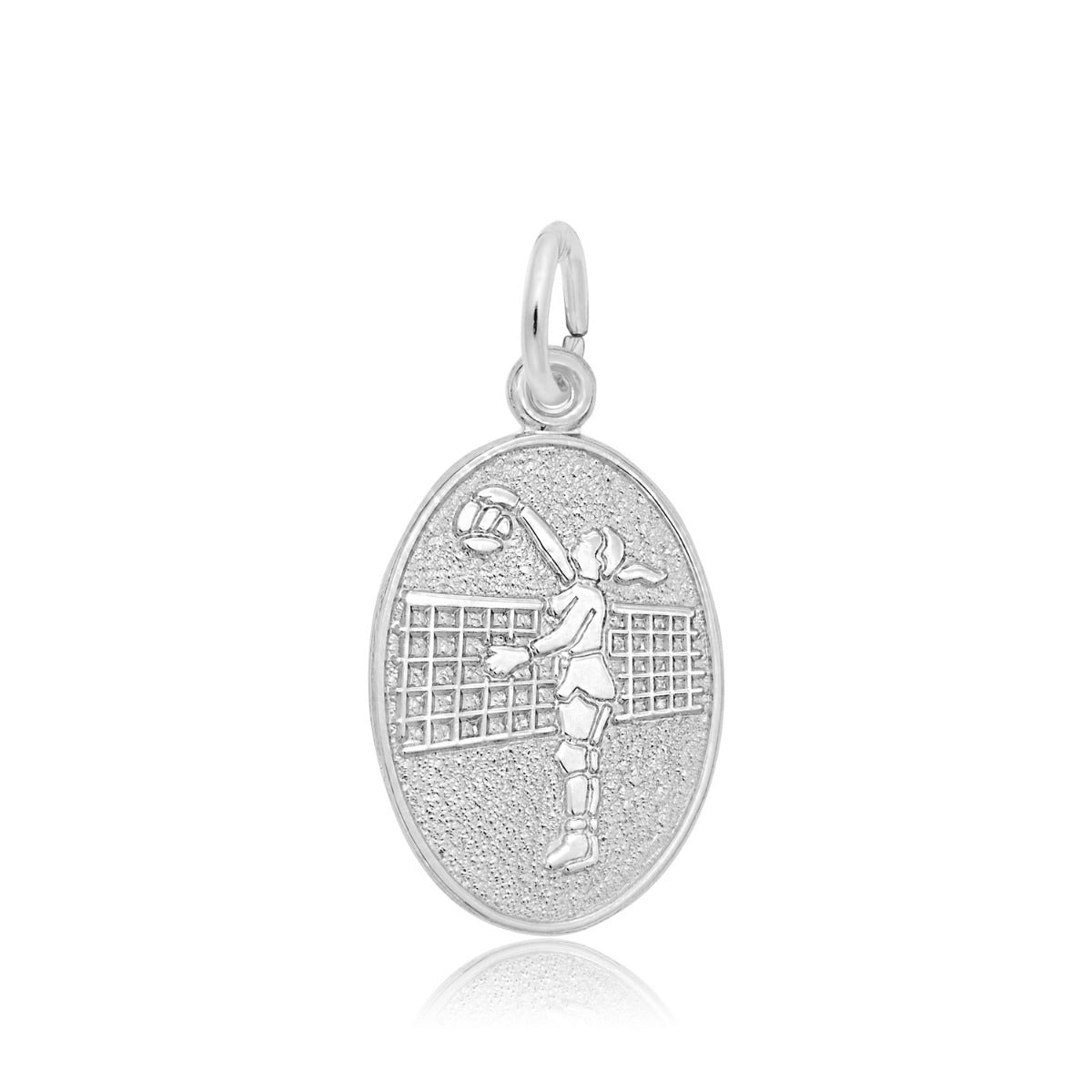 Volleyball Oval Disc Charm in Sterling Silver