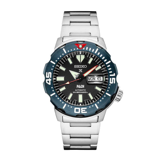 Seiko Men's Prospex Padi Automatic Stainless Steel Watch with Black Dial