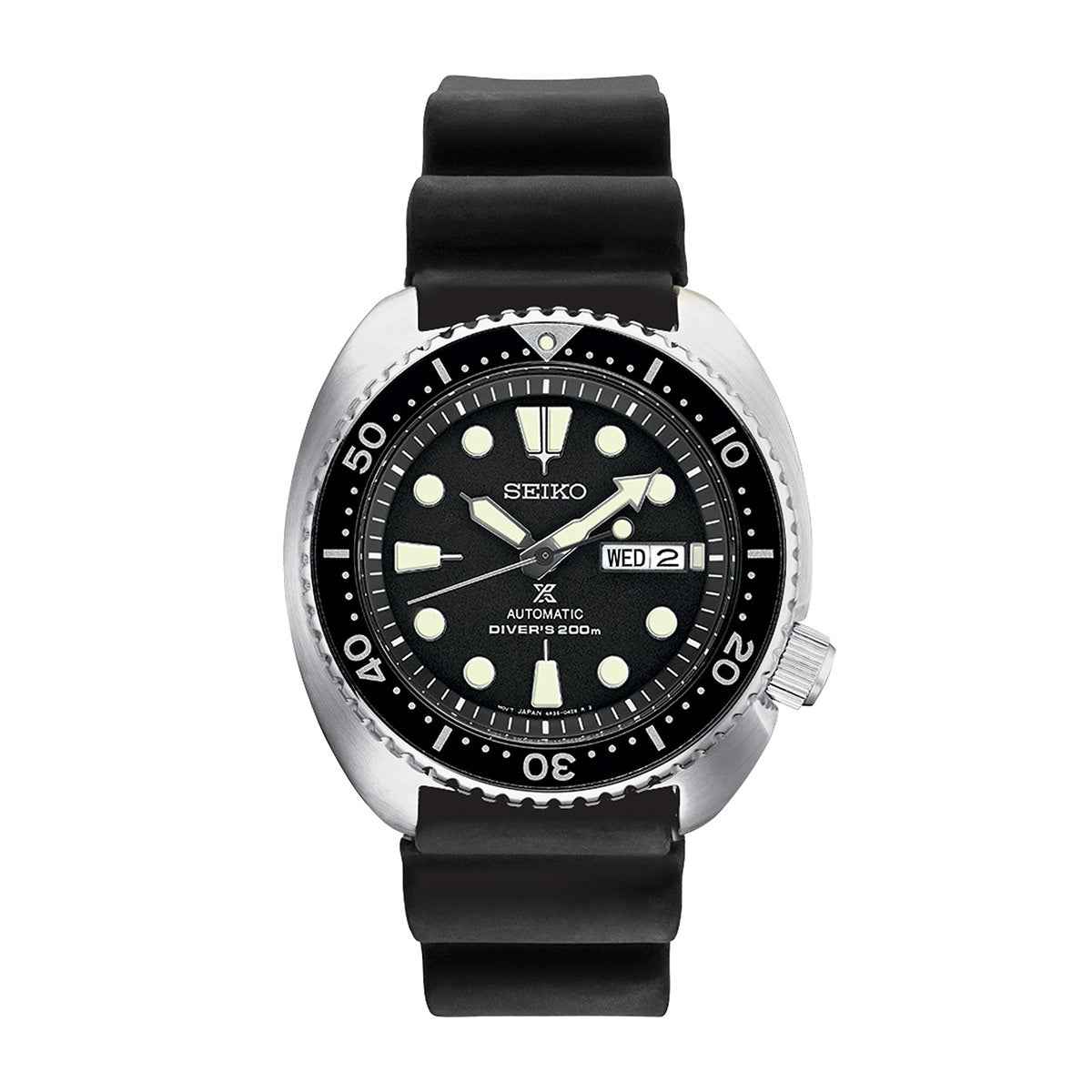 Seiko Men's Prospex Automatic Stainless Steel Watch with Black Dial & Silicone Strap