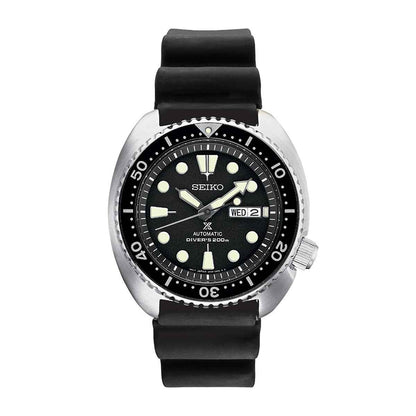 Seiko Men's Prospex Automatic Stainless Steel Watch with Black Dial & Silicone Strap