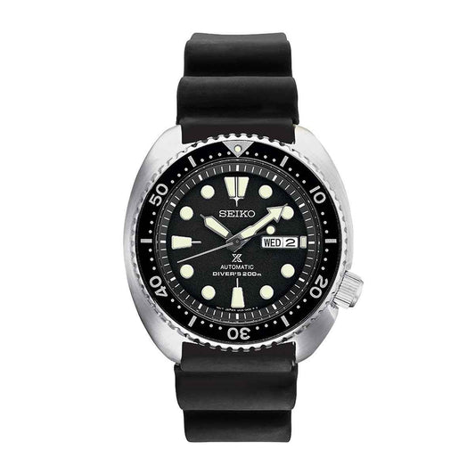 Seiko Men's Prospex Automatic Stainless Steel Watch with Black Dial & Silicone Strap