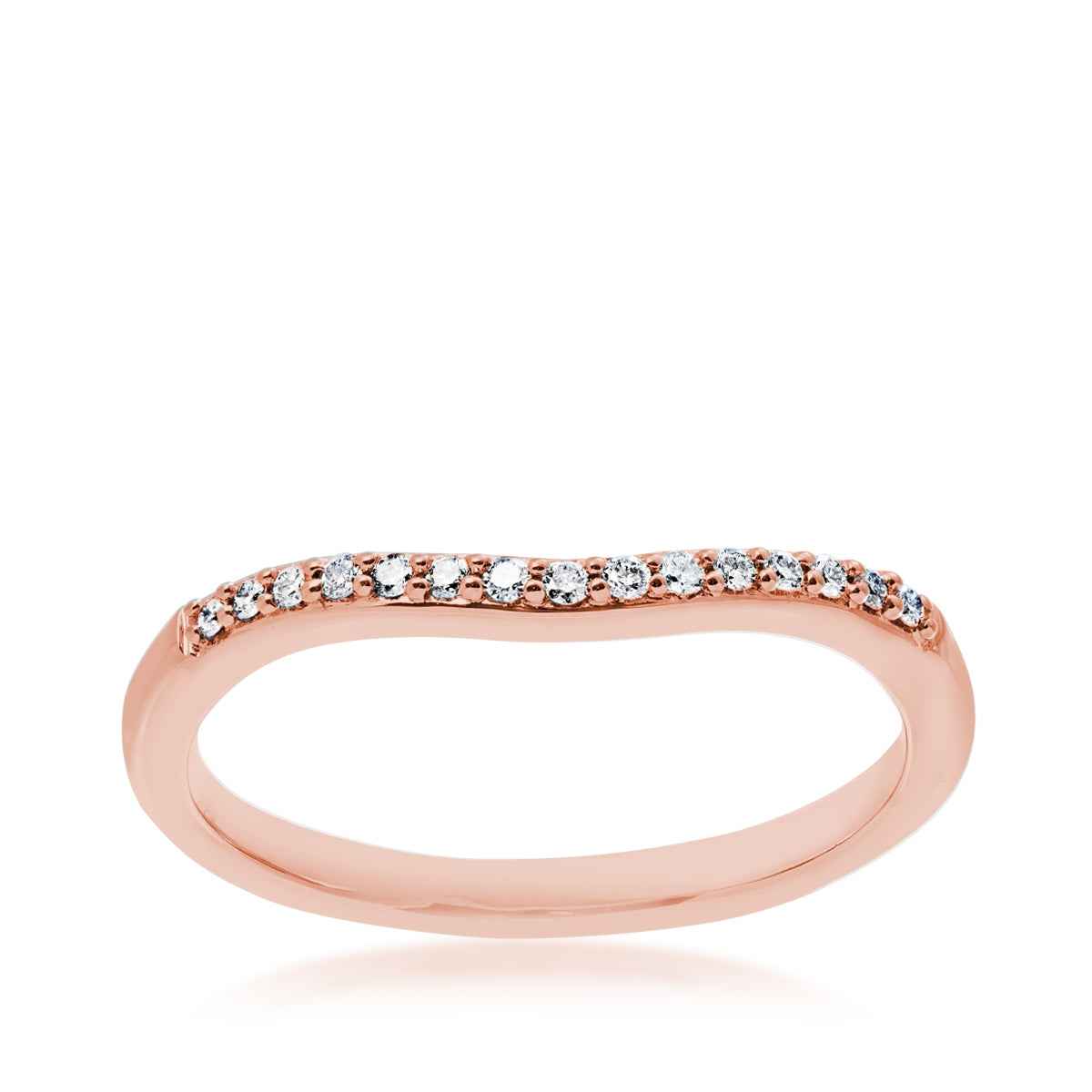 Perfect Match 1/10 ct. tw. Round Diamond Contour Anniversary Band in 14K Pink Gold