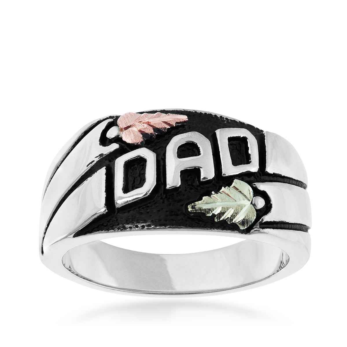 Black Hills Gold Men's Antiqued Dad Ring in Sterling Silver