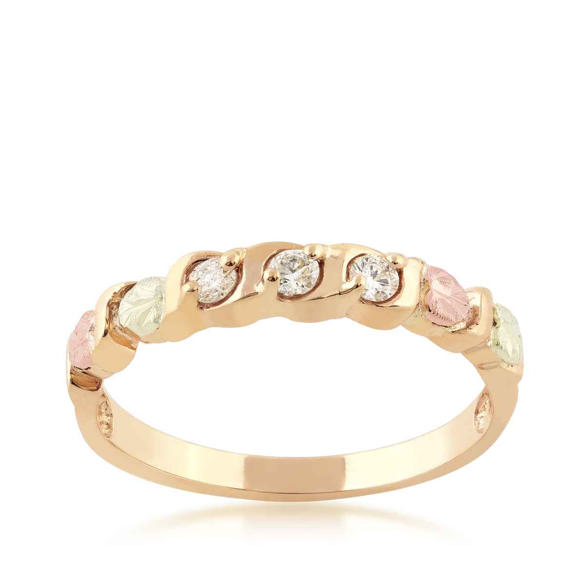 Black Hills Gold 1/7 ct. tw. Round 3-Stone Diamond Anniversary Ring in 10K Yellow Gold