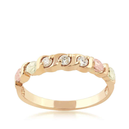 Black Hills Gold 1/7 ct. tw. Round 3-Stone Diamond Anniversary Ring in 10K Yellow Gold