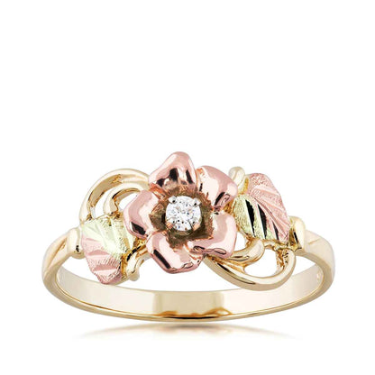 Black Hills Gold Diamond Accent Rose Promise Ring in 10K Yellow Gold