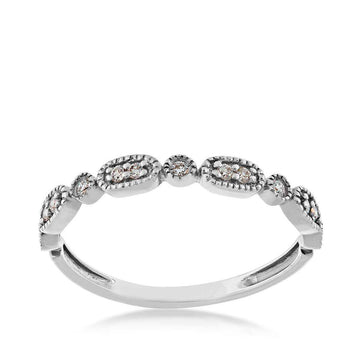 GOLD TAG Perfect Match .08 ct. tw. Diamond Stackable Anniversary Ring with Milgrain Halos in 10K White Gold - R200411W6.5