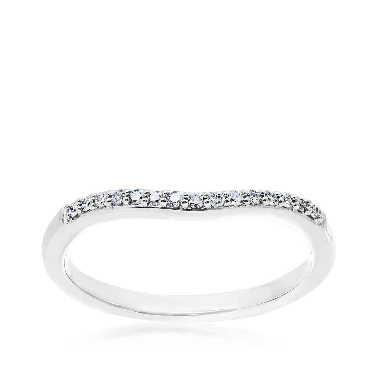 Perfect Match 1/10 ct. tw. Round Diamond Contour Anniversary Band in 14K White Gold