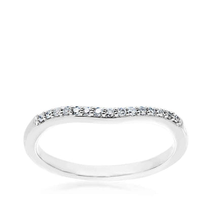 Perfect Match 1/10 ct. tw. Round Diamond Contour Anniversary Band in 14K White Gold