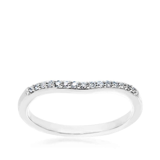 Perfect Match 1/10 ct. tw. Round Diamond Contour Anniversary Band in 14K White Gold