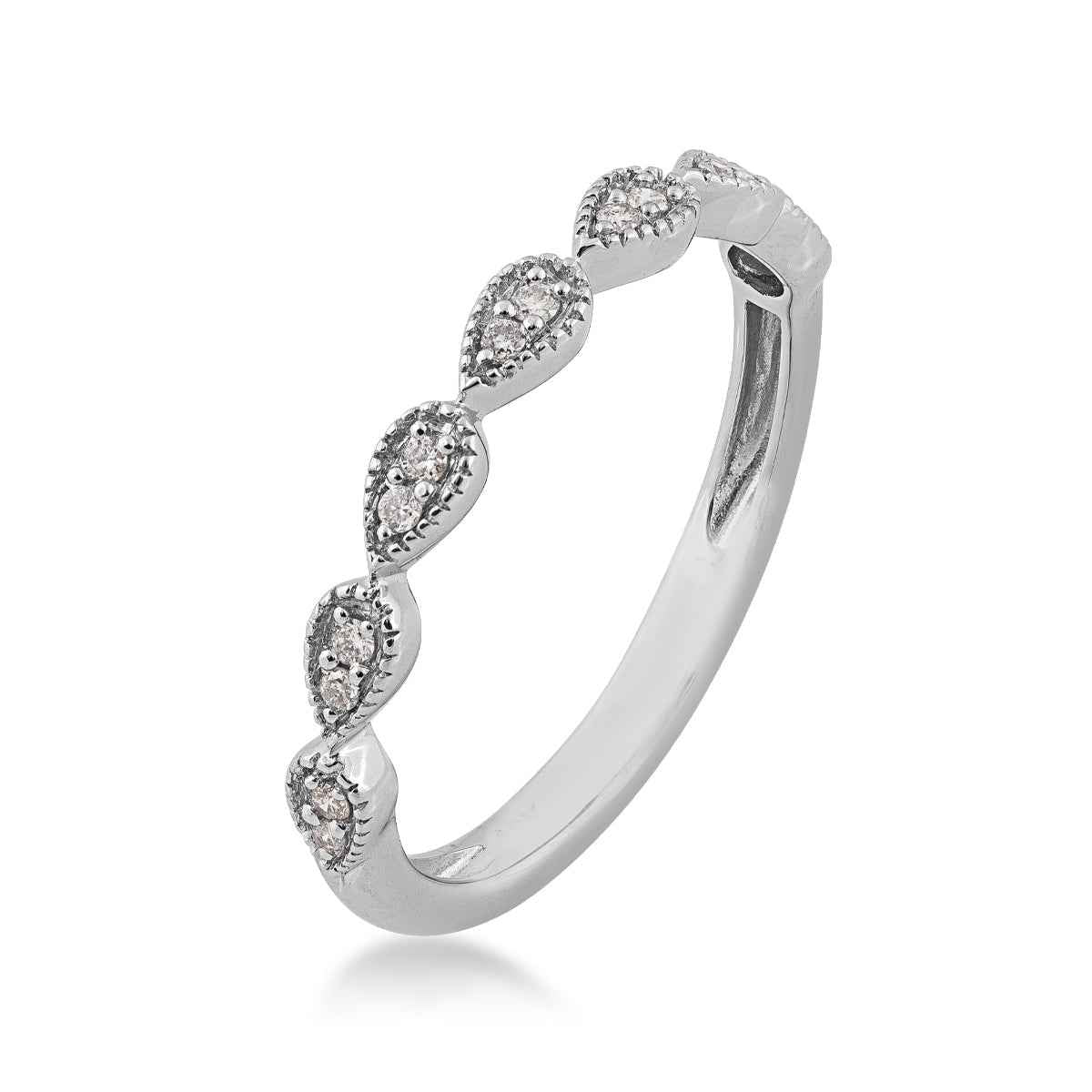Perfect Match .08 ct. tw. Diamond Stackable Anniversary Ring with Tear Drop Shaped Detailing in 10K White Gold side profile