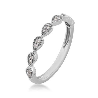 Perfect Match .08 ct. tw. Diamond Stackable Anniversary Ring with Tear Drop Shaped Detailing in 10K White Gold side profile