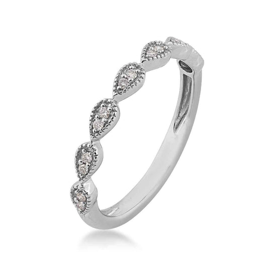 Perfect Match .08 ct. tw. Diamond Stackable Anniversary Ring with Tear Drop Shaped Detailing in 10K White Gold side profile