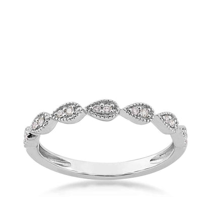 Perfect Match .08 ct. tw. Diamond Stackable Anniversary Ring with Tear Drop Shaped Detailing in 10K White Gold
