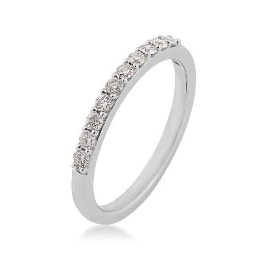 1/4 ct. tw. Round Brilliant Diamond Anniversary Band with Prong Setting in 14K White Gold front view
