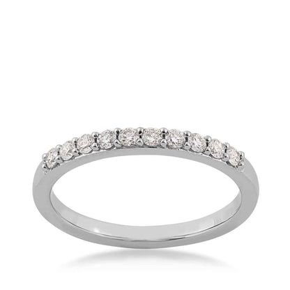 1/4 ct. tw. Round Brilliant Diamond Anniversary Band with Prong Setting in 14K White Gold