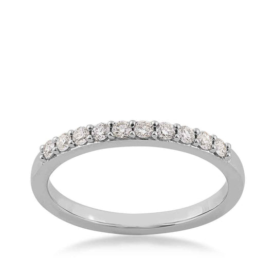 1/4 ct. tw. Round Brilliant Diamond Anniversary Band with Prong Setting in 14K White Gold