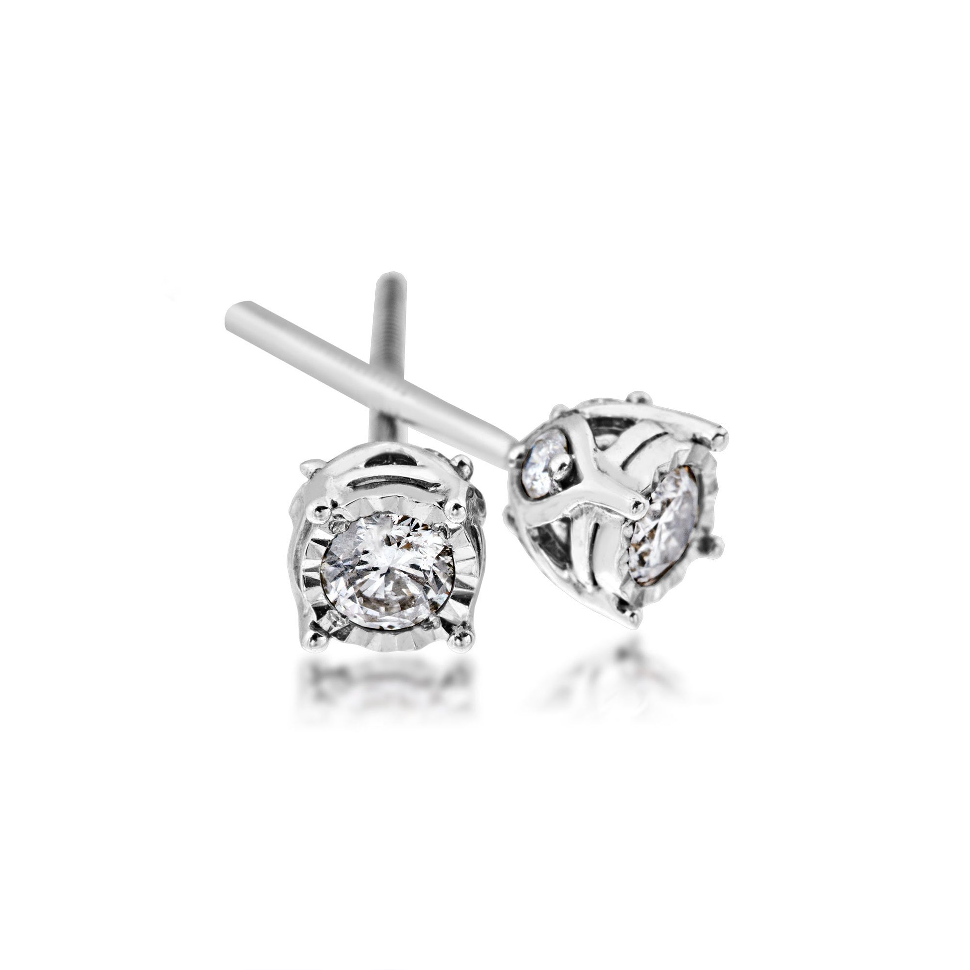 1 ct. tw. Diamond Stud Earrings with Miracle Plating in 10K White Gold