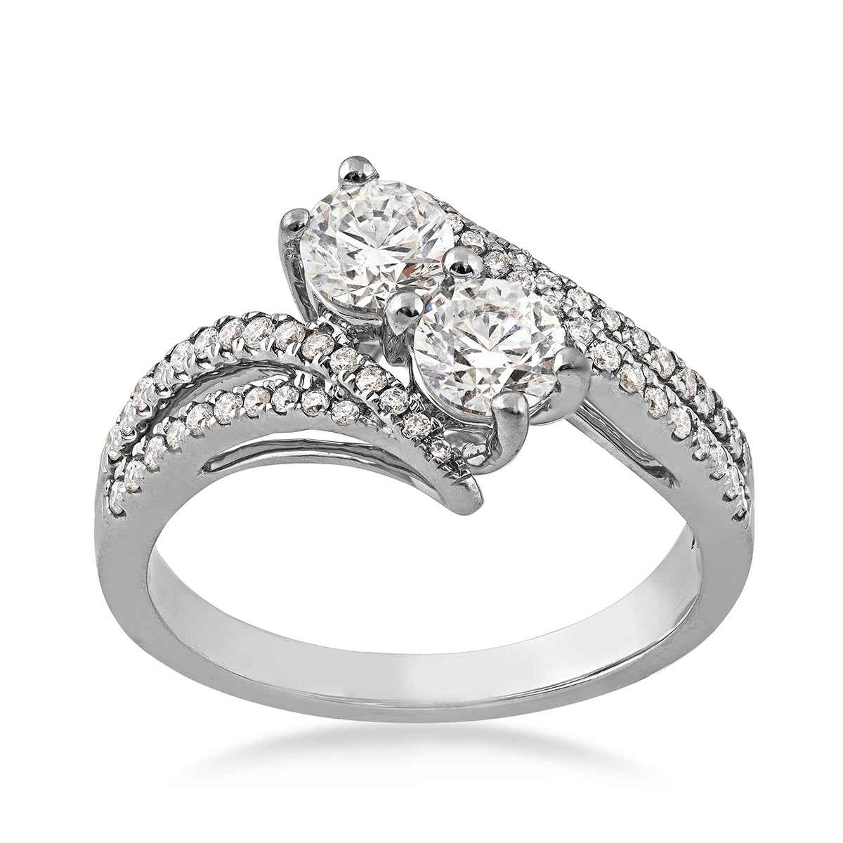 2BeLoved 1-1/5 ct. tw. Round 2-Stone Diamond Ring in 14K White Gold