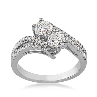 2BeLoved 1-1/5 ct. tw. Round 2-Stone Diamond Ring in 14K White Gold