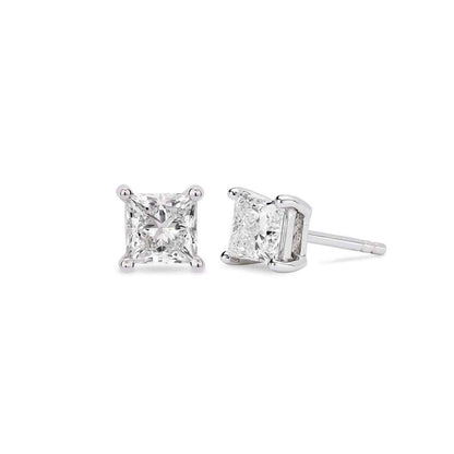 Lightbox 1 ct. tw. Lab-Grown Princess Cut Diamond Solitaire Earrings in 14K White Gold