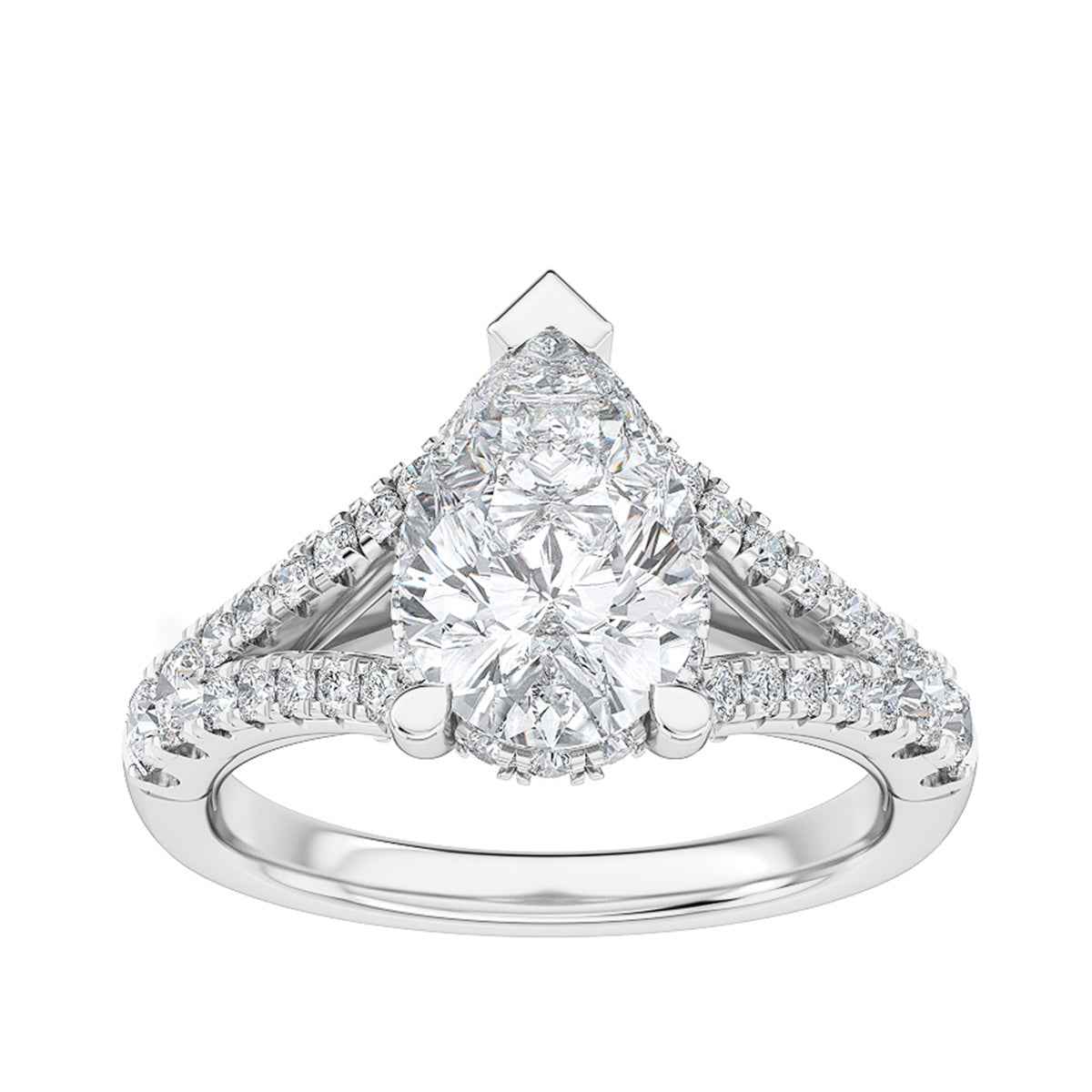 Adamante 2-3/4 ct. tw. Pear Lab-Grown Diamond Engagement Ring in 14K White Gold