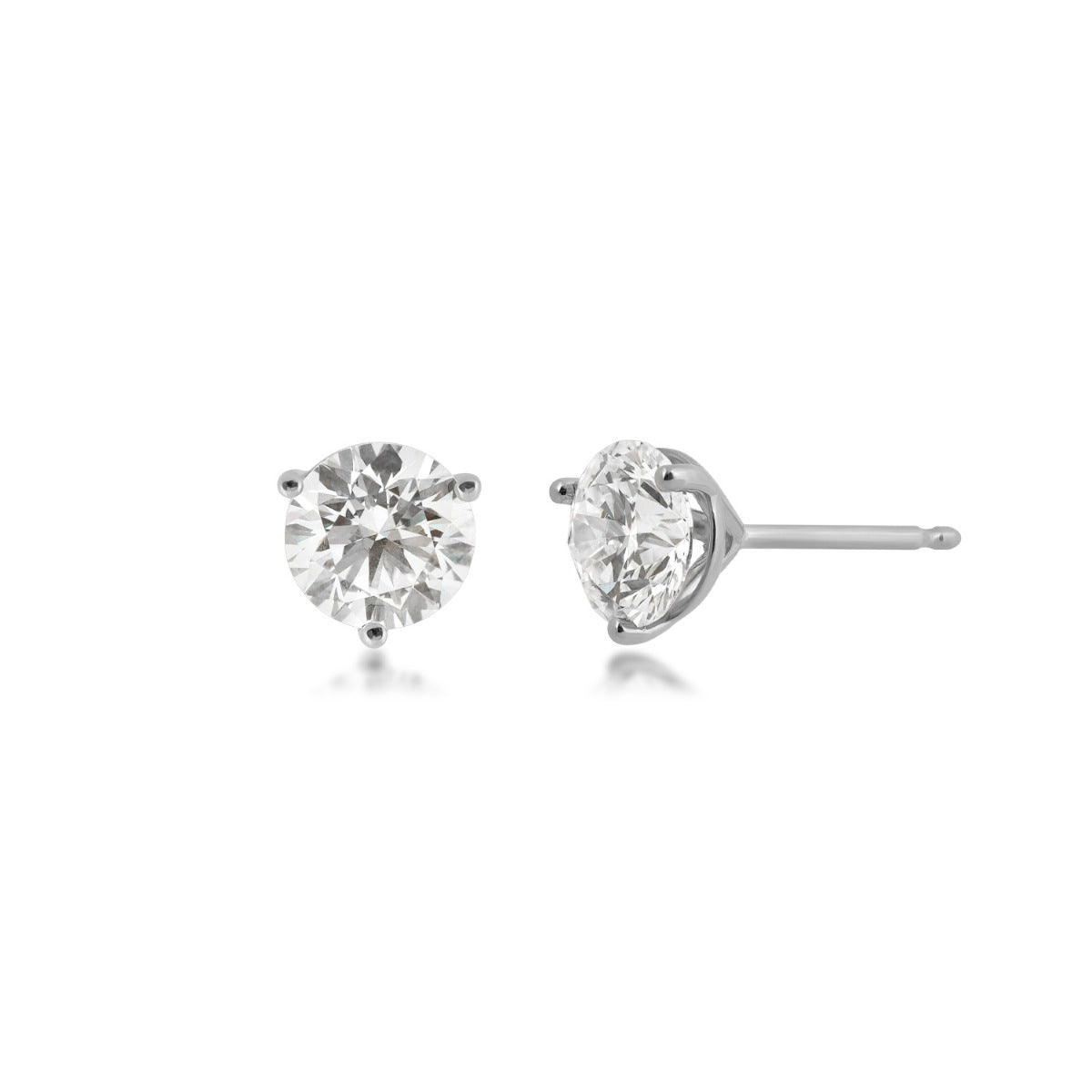 Adamante Lab Grown Diamond 1-1/2 ct. tw. Round Solitaire Earrings in 14K White Gold