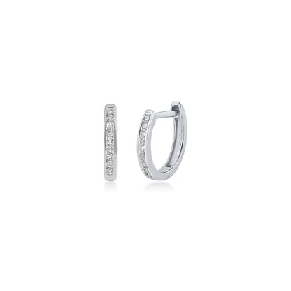 1/8 ct. tw. Diamond Channel Set Hoop Earrings in 10K White Gold