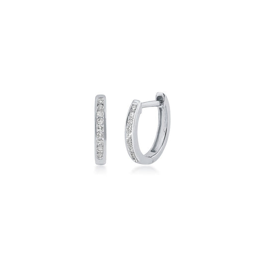 1/8 ct. tw. Diamond Channel Set Hoop Earrings in 10K White Gold