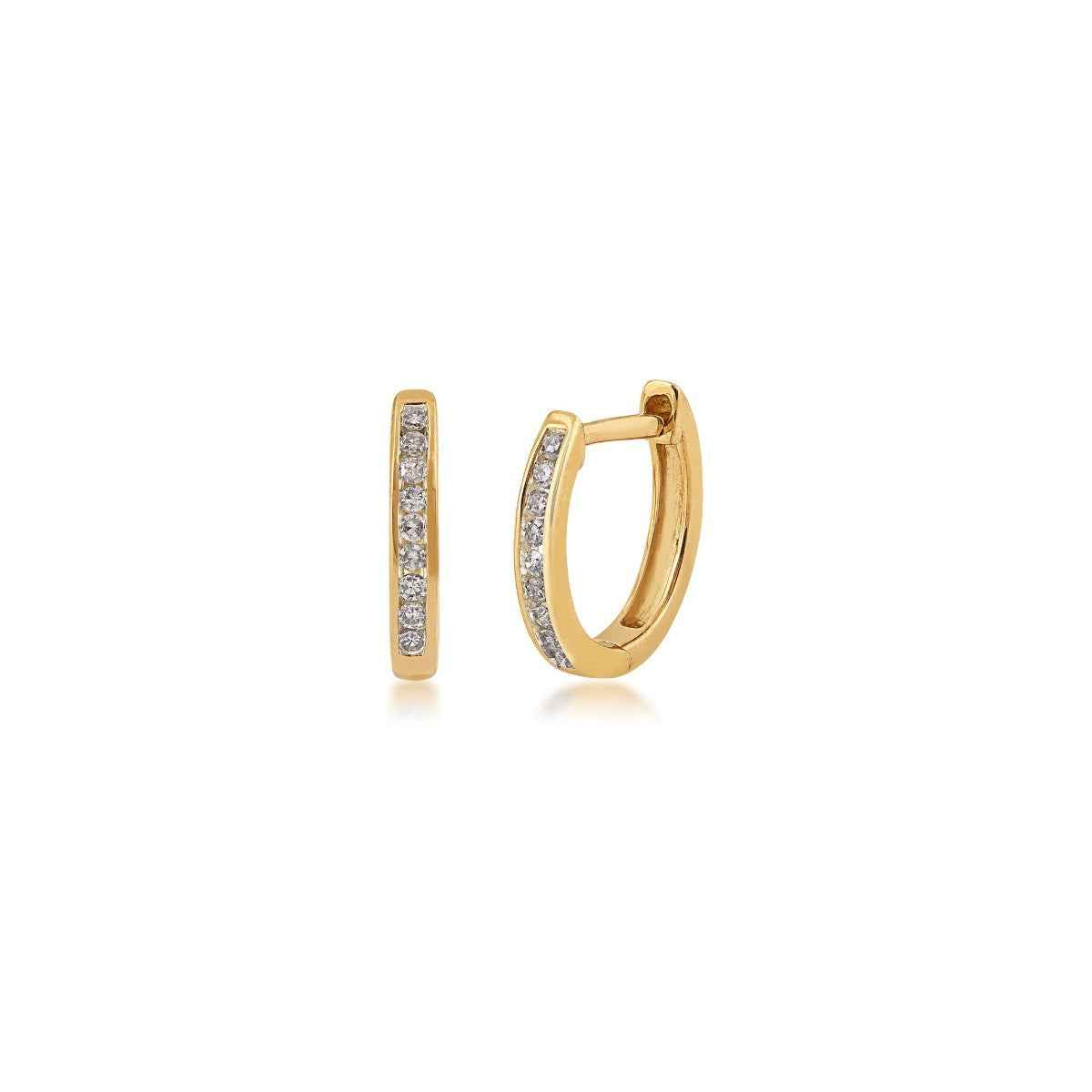 1/8 ct. tw. Diamond Channel Set Hoop Earrings in 10K Yellow Gold