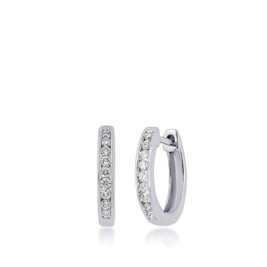 1/4 ct. tw. Diamond Channel Set Hoop Earrings in 10K White Gold