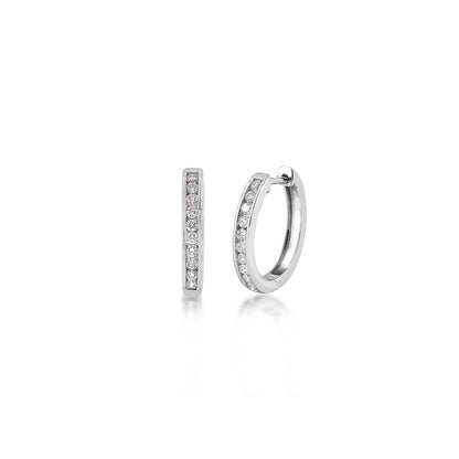 1/2 ct. tw. Diamond Channel Set Hoop Earrings in 10K White Gold