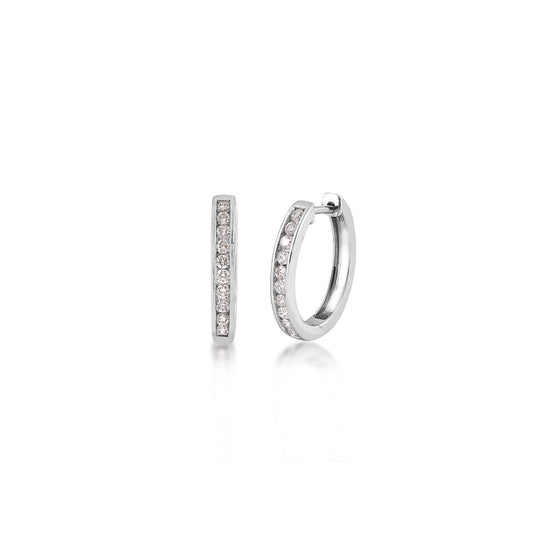1/2 ct. tw. Diamond Channel Set Hoop Earrings in 10K White Gold