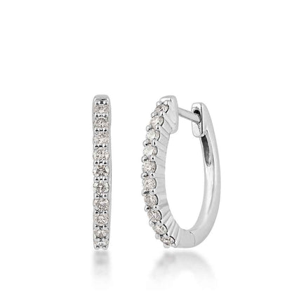 1/2 ct. tw. Diamond Prong Set Hoop Earrings in 10K White Gold