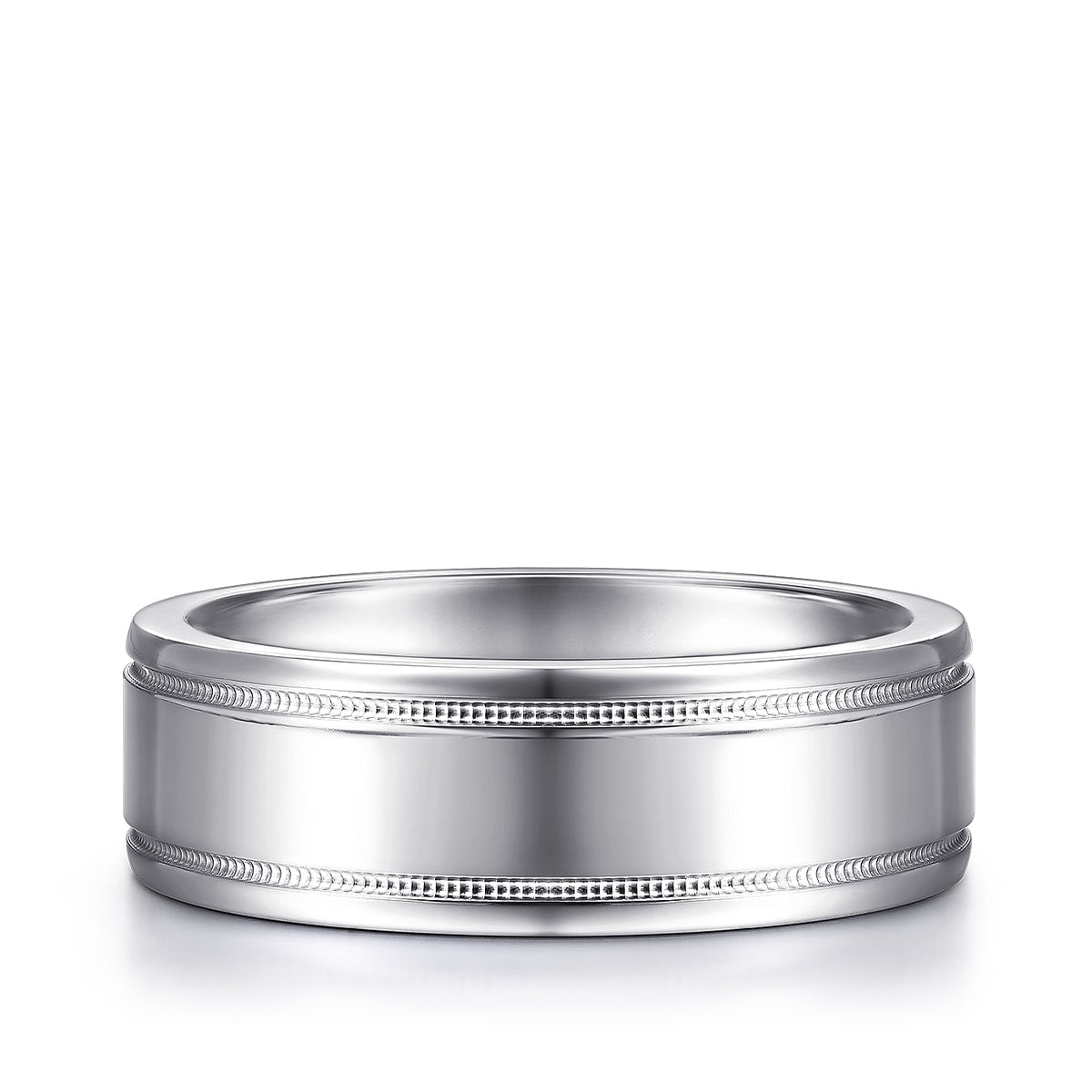 Gabriel & Co. Fred Men's 7mm Polished Finish Wedding Ring in 14K White Gold