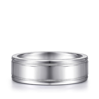 Gabriel & Co. Fred Men's 7mm Polished Finish Wedding Ring in 14K White Gold