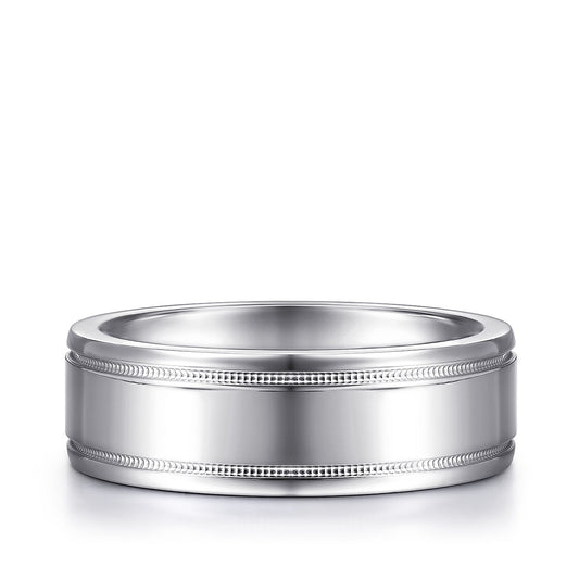 Gabriel & Co. Fred Men's 7mm Polished Finish Wedding Ring in 14K White Gold