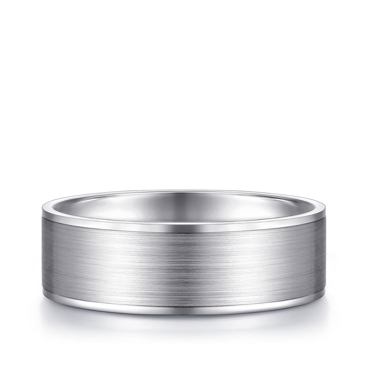 Gabriel & Co. Michael Men's 7mm Satin Finish Polished Edge Wedding Ring in 14K White Gold