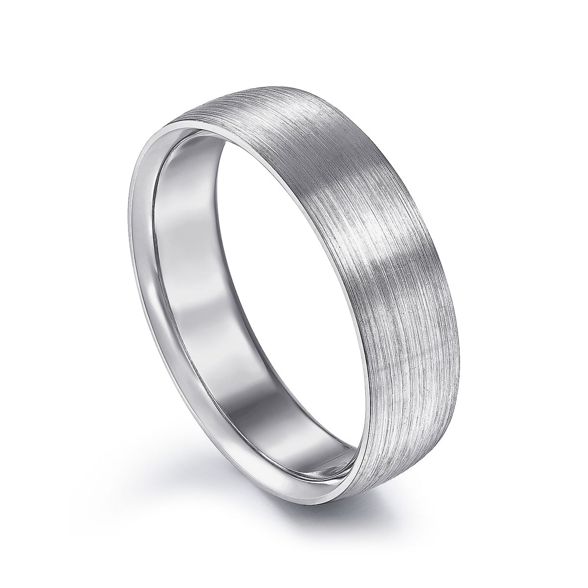 Gabriel & Co. Samuel Men's 6mm Satin Finish Wedding Ring in 14K White Gold front view